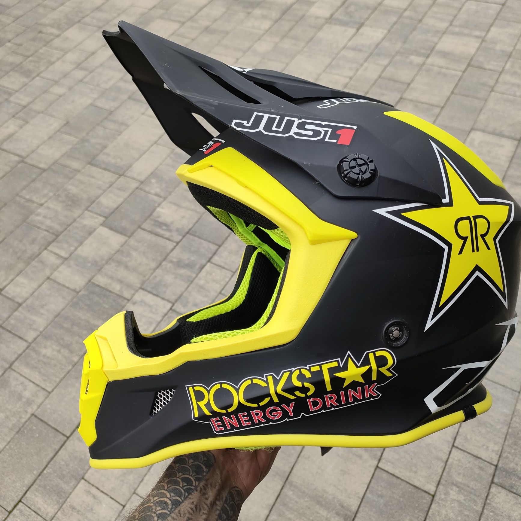 Kask motocross motocyklowy cross just 1 + pokrowiec + pudelko
