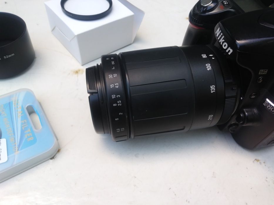 obiektyw Tamron 80-210 f4,5-5,6 AF Nikon + osłona + filtr CPL+4makro