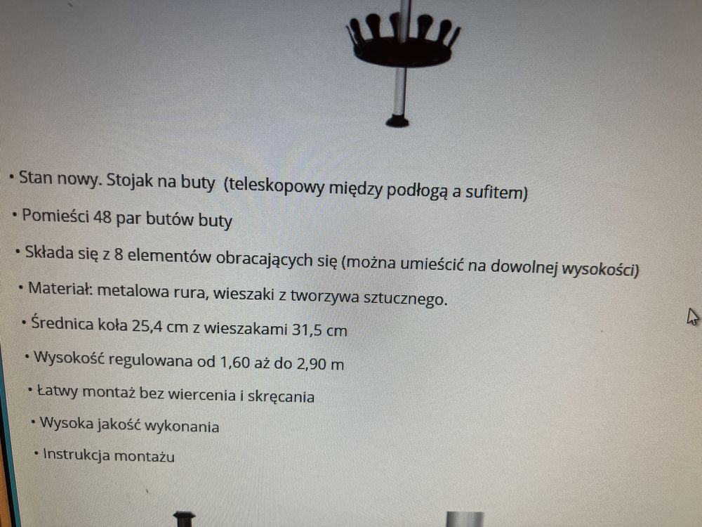 Teleskopowy wieszak na buty