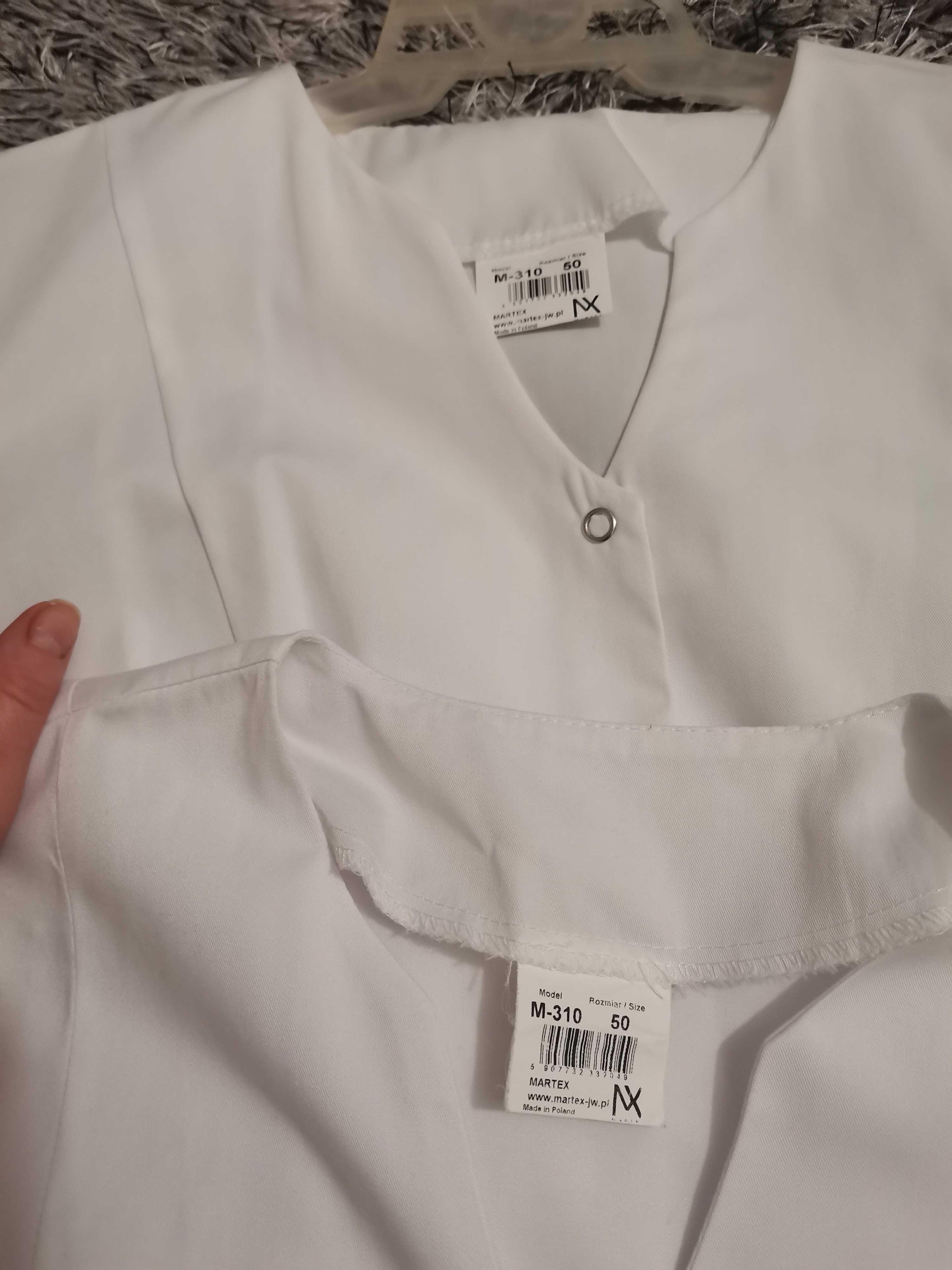 Dwa fartuchy medyczne w rozmiarze 50