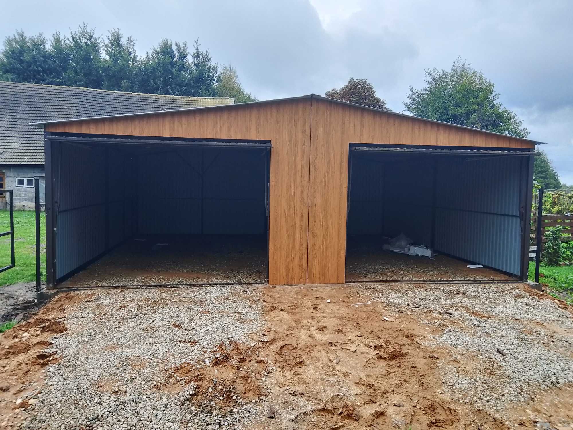 Garaż blaszany 7x6 Drewnopodobny