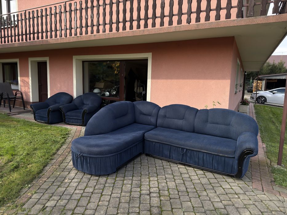 Vintage 2000s Zestaw Wypoczynkowy Sofa Kanapa Fotele