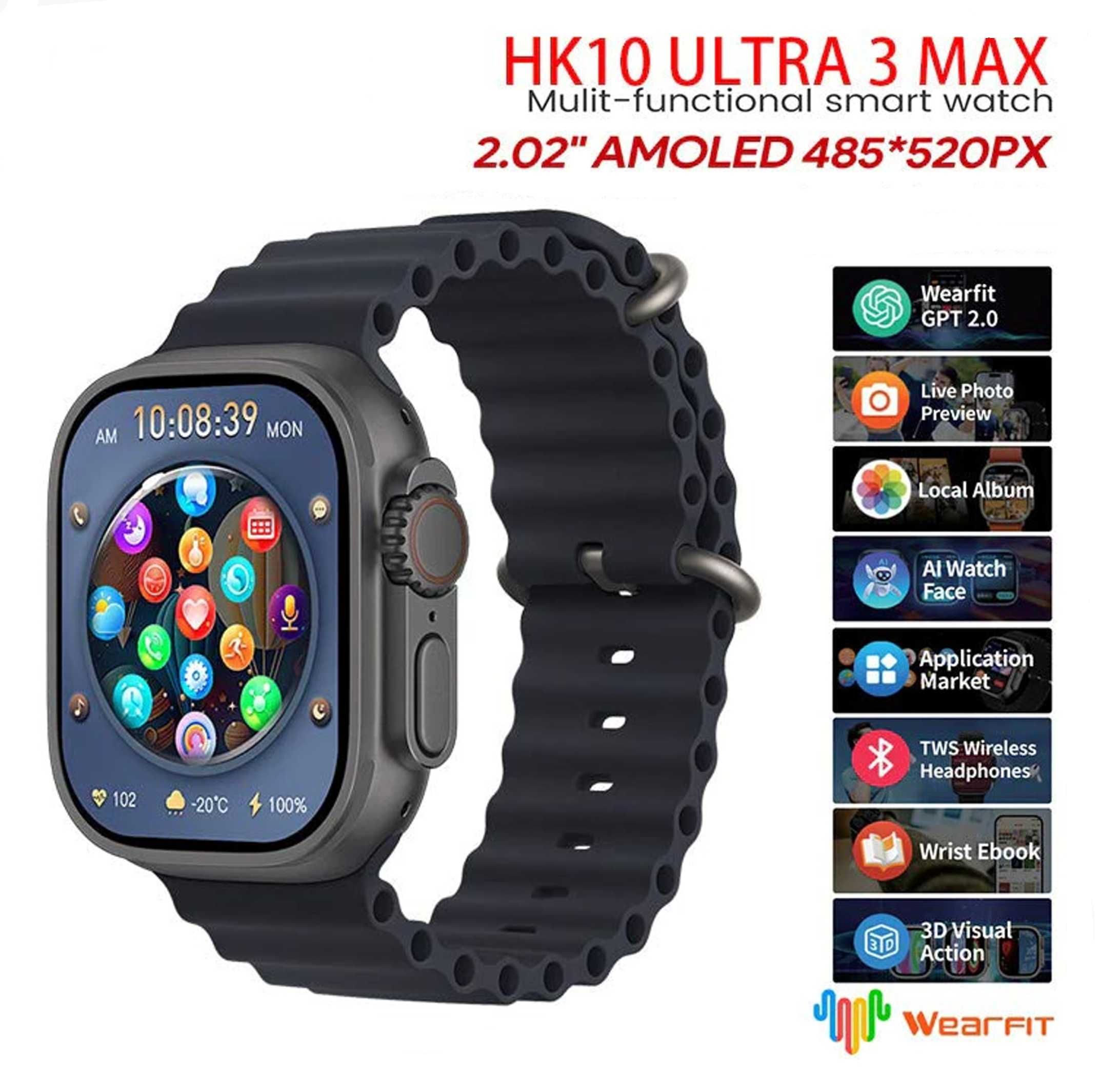 Smartwatch HK10 Ultra3 Max 2,02" AMOLED PL czarny