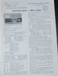 Instrukcja serwisowa Boston 62123-Aria 62128 Diora