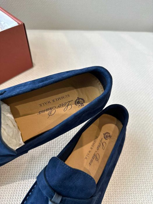 Женские синие замшевые лофери Лоро Пиана лоферы Loro Piana Summer Walk