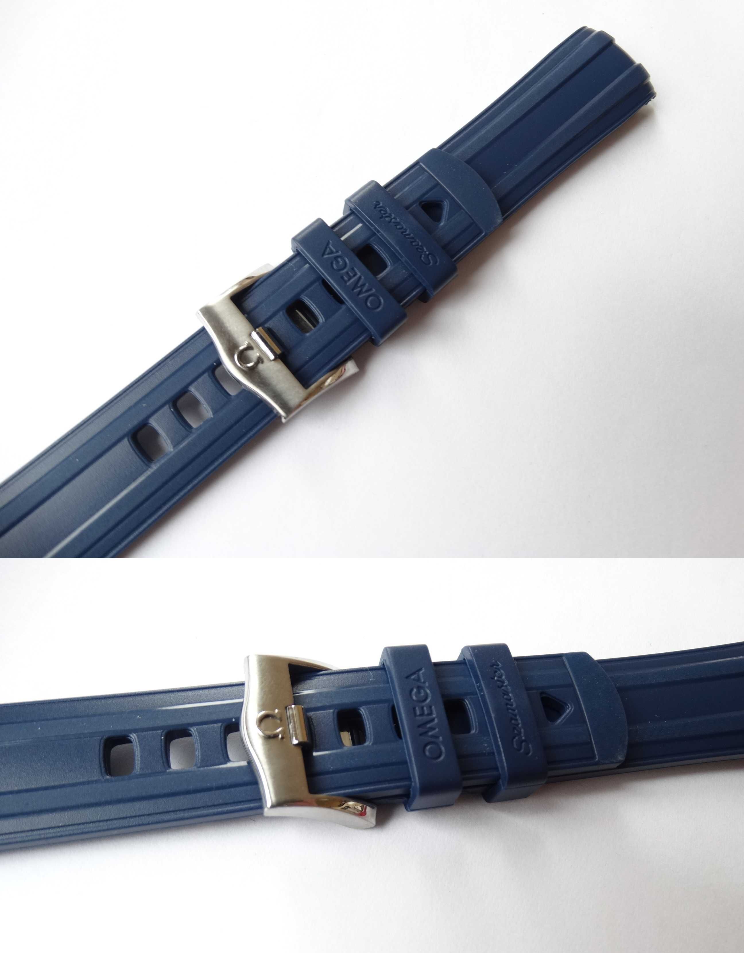 Pasek silikonowy do zegarka Omega Seamaster gumowy granatowy 20mm