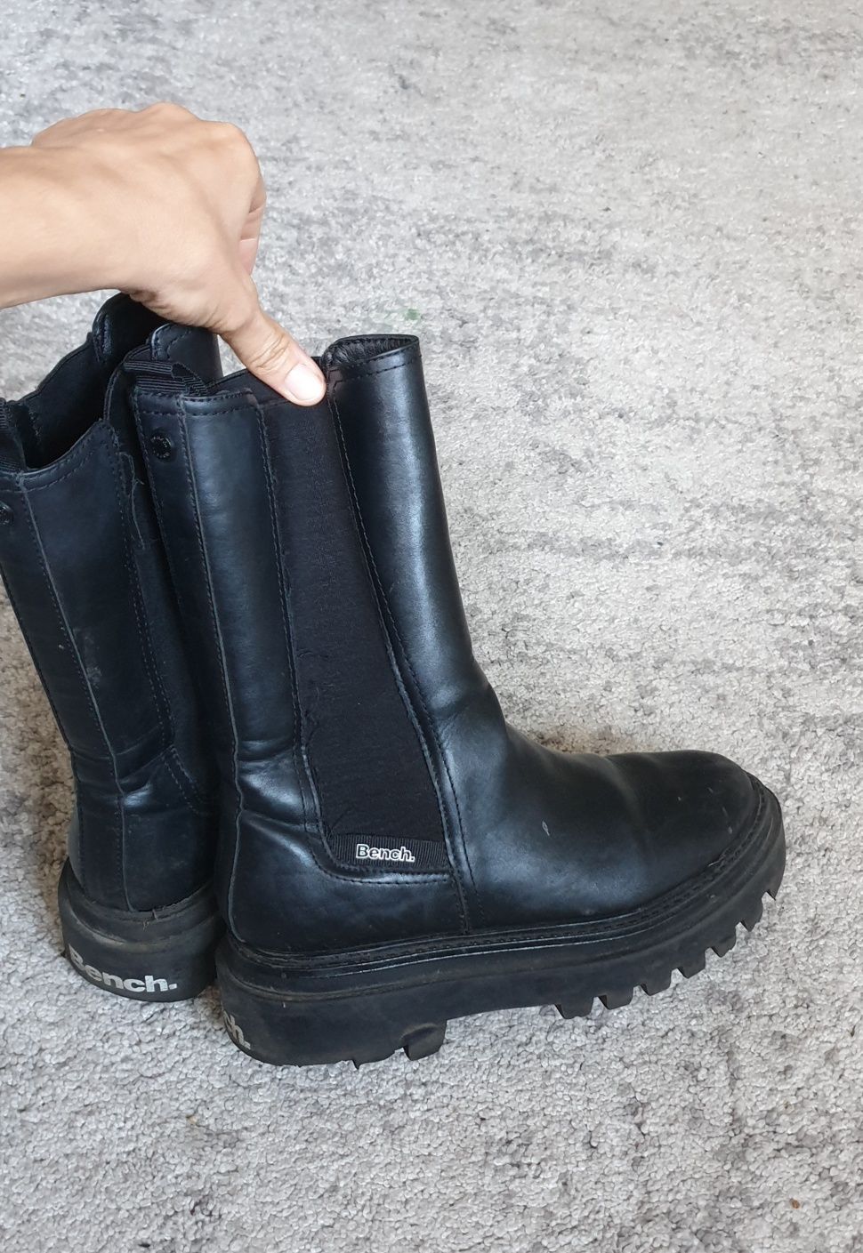 Kozaki na grubej platformie botki buty wysokie