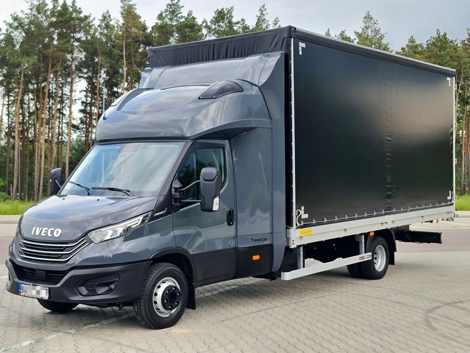 Iveco Daily 2023r Hi-Matic‼️70C18H‼️Winda Dhollandia 1000KG // Plandeka 15 Palet 2x Firanka + Dach zsuwany ‼️Wysokość rampowa Full LED Tempomat Aktywny ACC Salon Polska DMC7200KG Faktura Vat 23%  Travel Cab XL spanie z tyłu Dhollandia Bar 72C18 sypialka ,