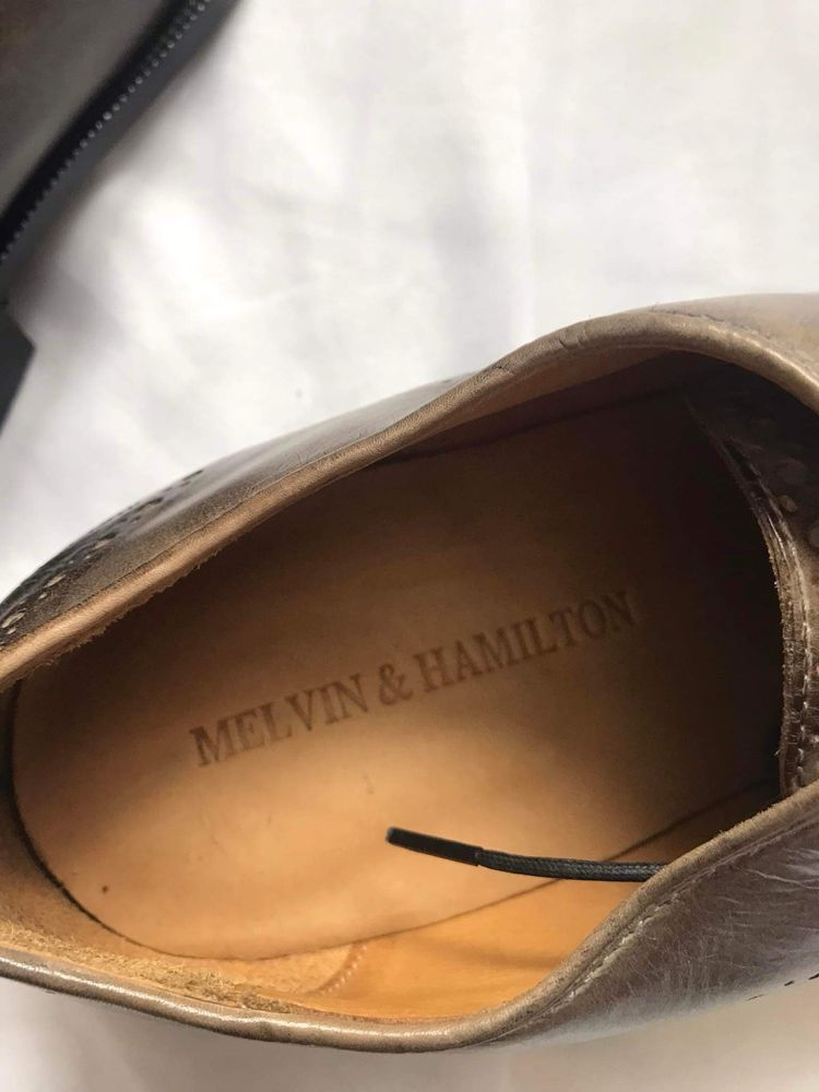 Nowe brązowe skórzane męskie buty eleganckie rozm 46 Melvin & Hamilton