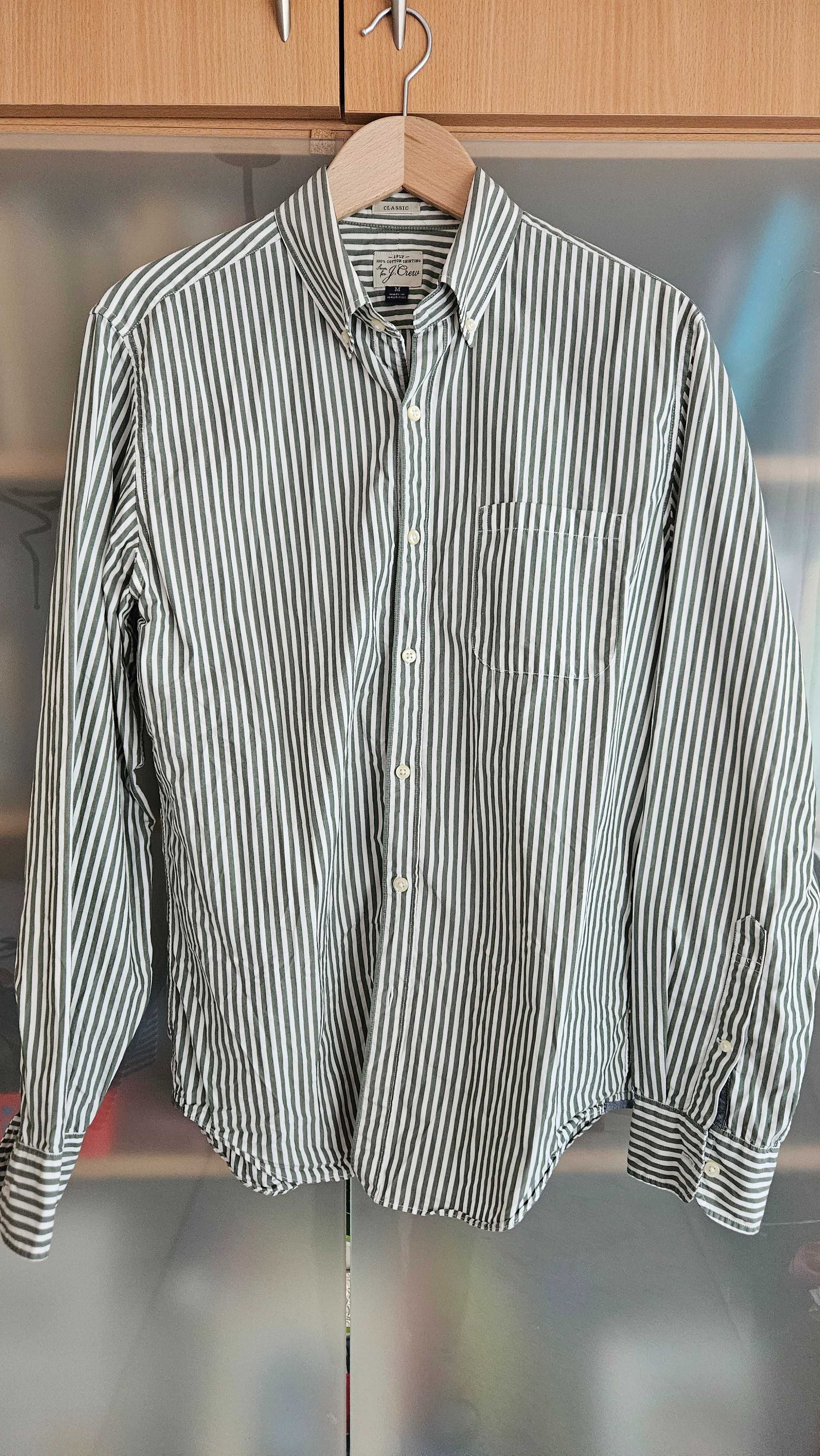 Koszula J.Crew button down biało-zielone paski M regular