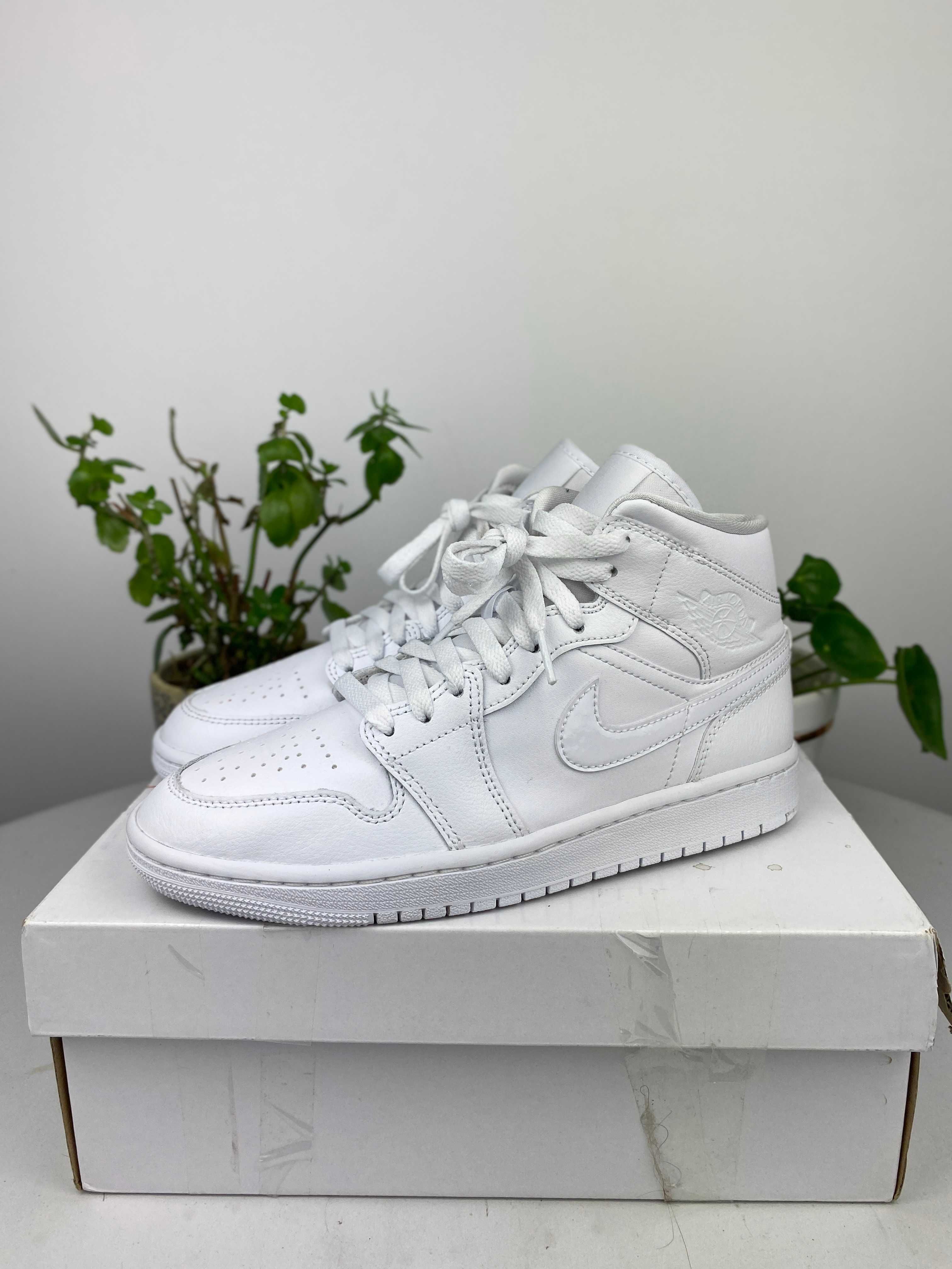 białe buty nike air jordan 1 mid wysokie r. 38,5 n174