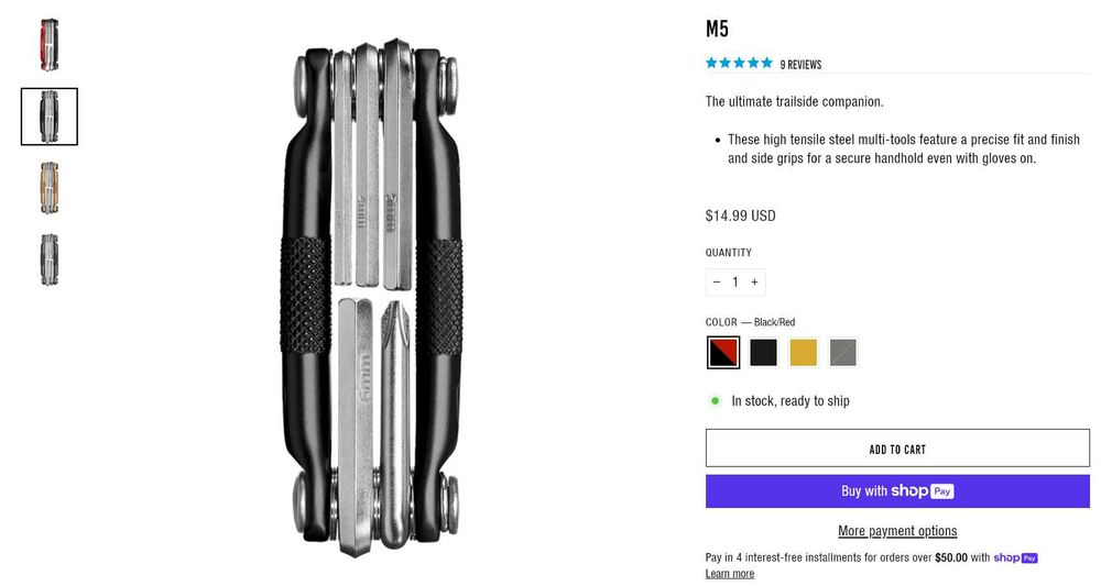 Мультитул ключі CrankBrothers M5 (Чорні/Мат/Золоті) / F10 / M17 (нові)