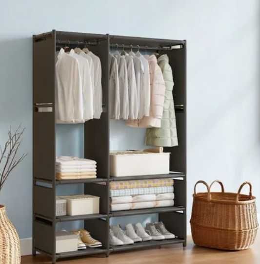 Шафа стелаж для речей складний Вішалка Шкаф стелаж для вещей с полкой