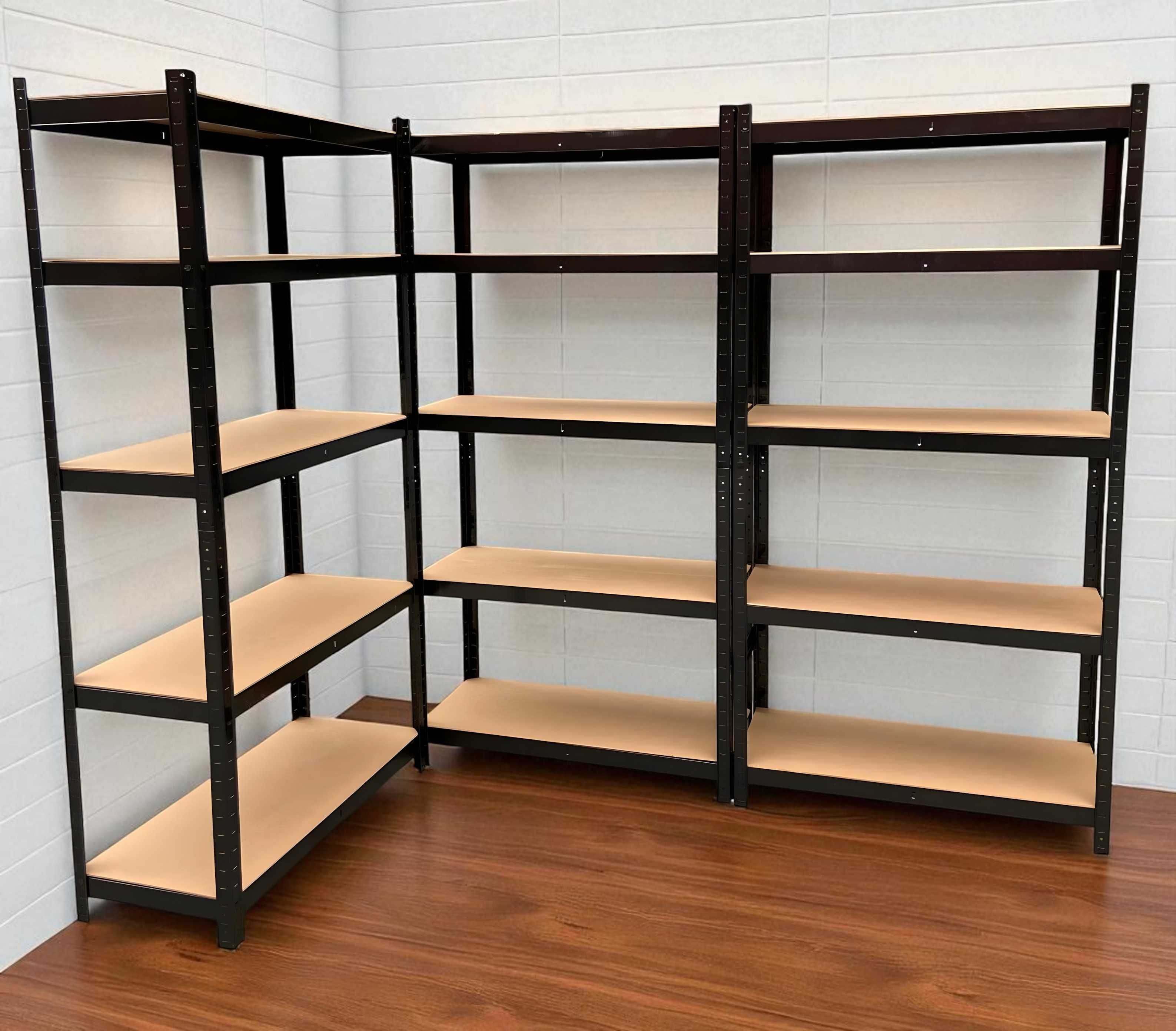 Стелажі чорні та оцинковані 180×90×40 з МДФ полицями - різні