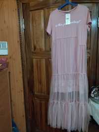Новое шикарное платье, цвет пудра, cверху сеточка размер 48-50