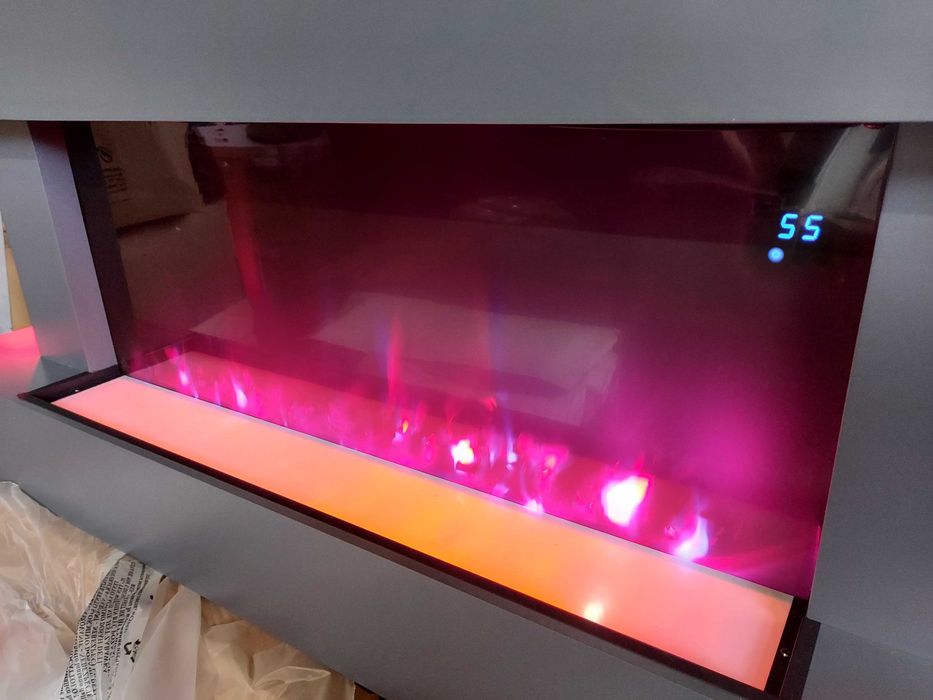 Kominek elektryczny 1000/2000W pilot MDF LED Klarstein szary NOWY