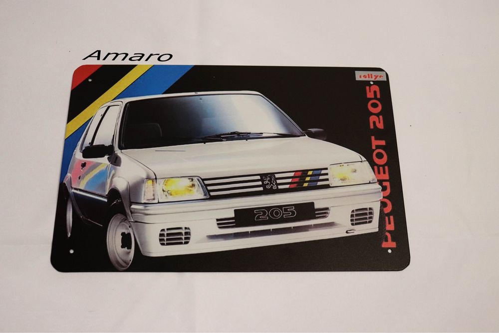 Placa/Chapa de Metal Vintage/Retro Peugeot 205 Rallye/Rally|NOVA