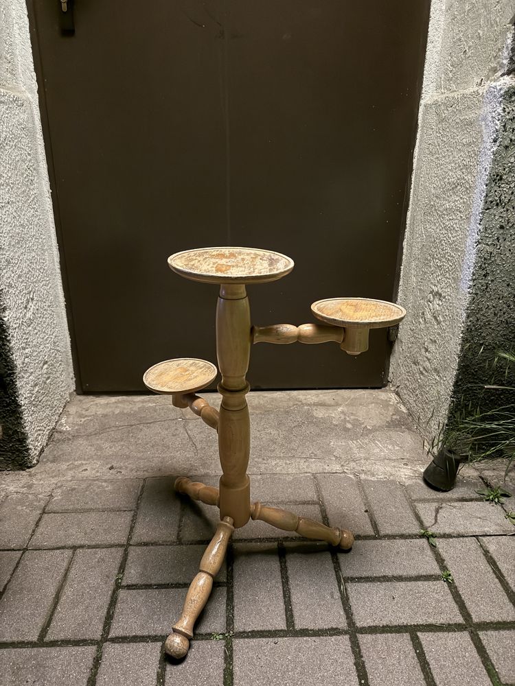 drewniany kwietnik vintage prl