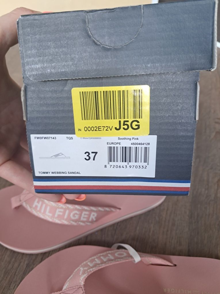 Tommy Hilfiger japonki klapki klapeczki różowe 37 webbing sandal lekki