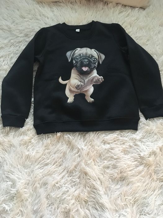 Bluza z mopsem czarna  nowa