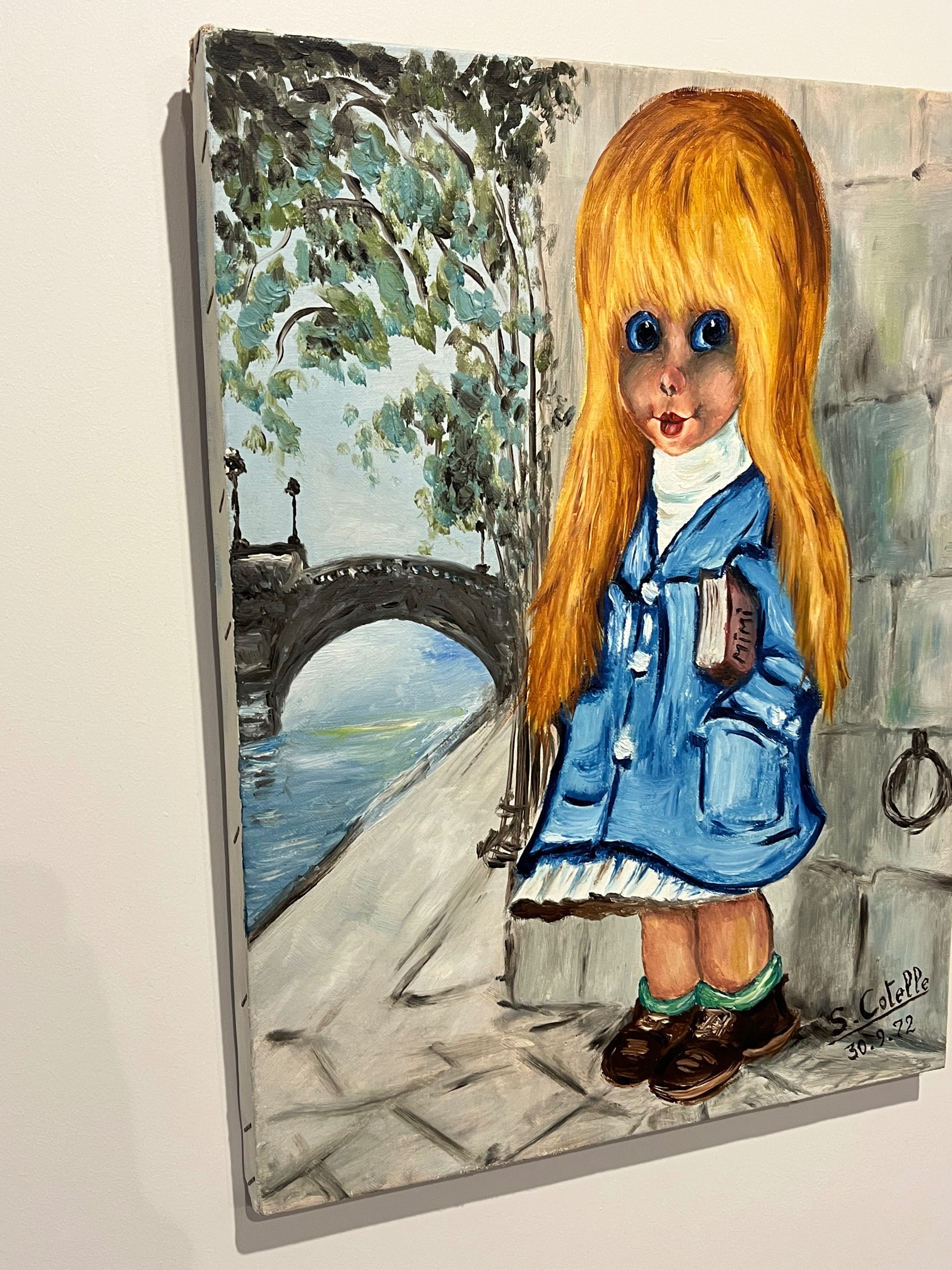 Olej na płótnie Michael Thomas Big eyes. Ostemplowany. Kopia 1972