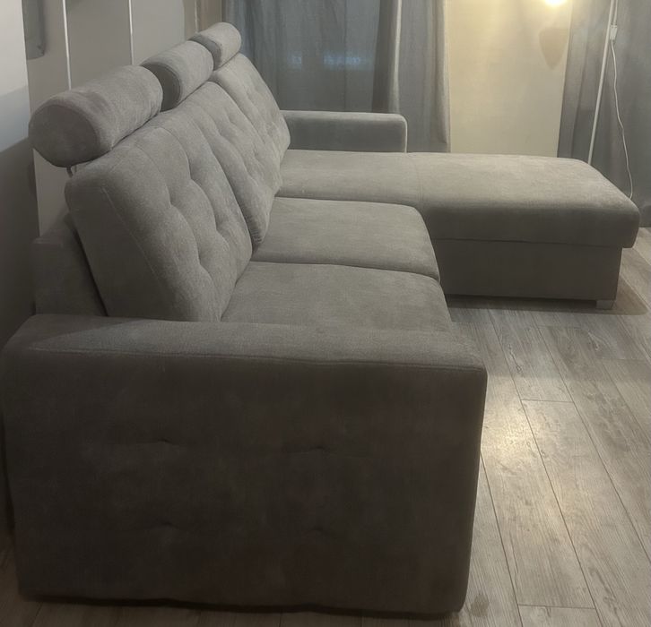 Narożnik BRW (typ Lino) z funkcją spania – Szary, mobilne zagłówki