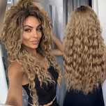Peruka karmelowy blond afro loki długie kręcone włosy