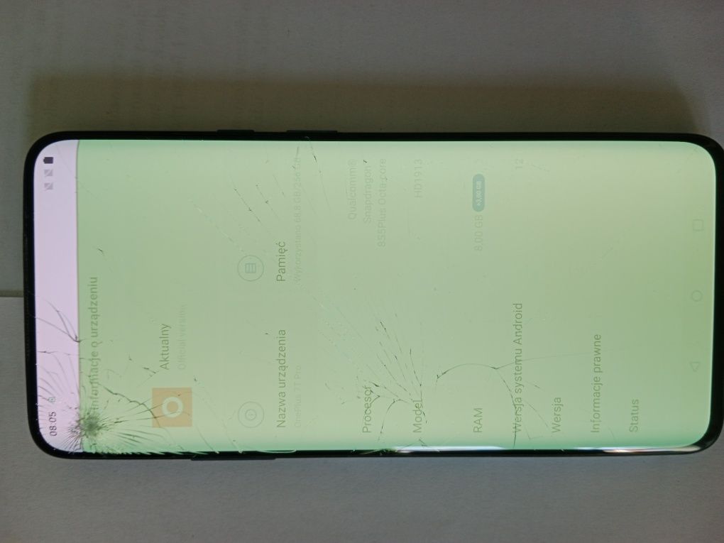Telefon OnePlus 7T Pro uszkodzony wyświetlacz