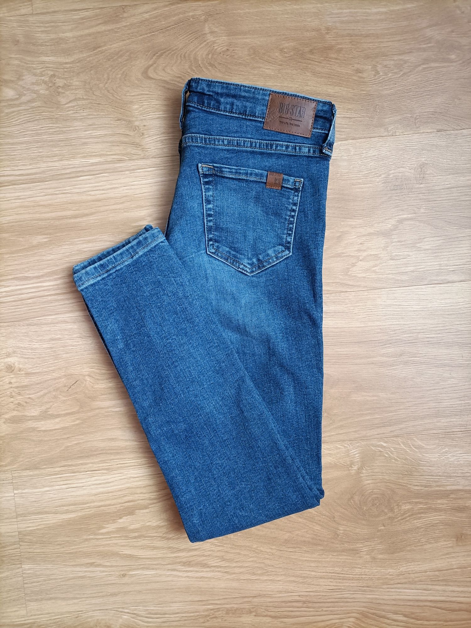 Granatowe spodnie dżinsy jeansy skinny rurki Big Star W26 L30 S/36