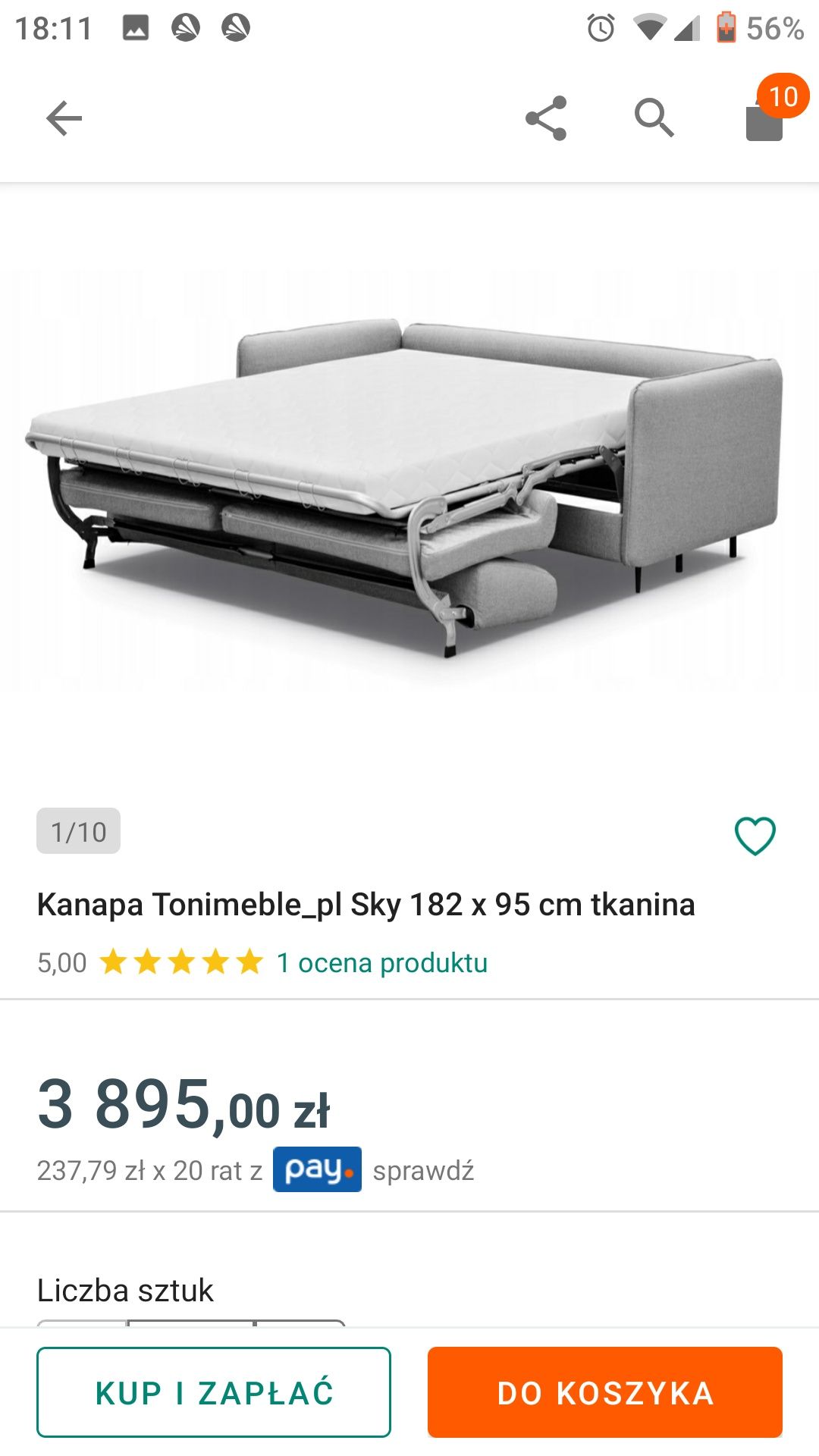 Kanapa sofa łóżko Monolith 76