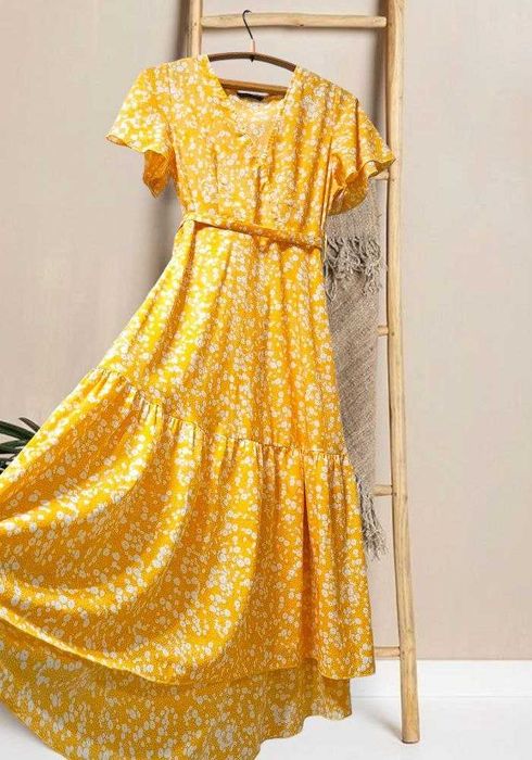 Хлопковое длинное платье в цветочный принт Shein, р. S/M