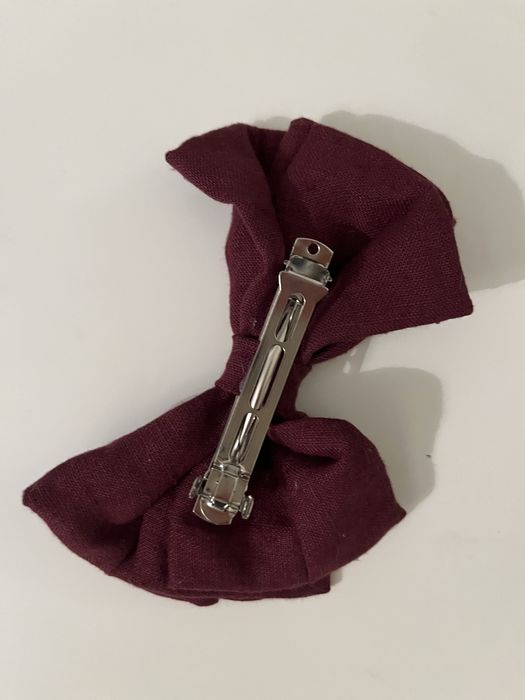 Kokarda spinka do włosów duża bordowa lniana nowa