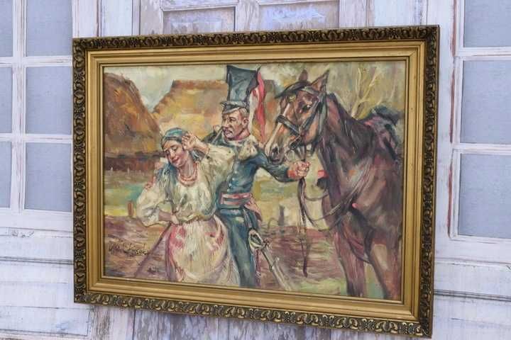 Wojciech Kossak - Zaloty - Ułan i Góralka - Stary Obraz