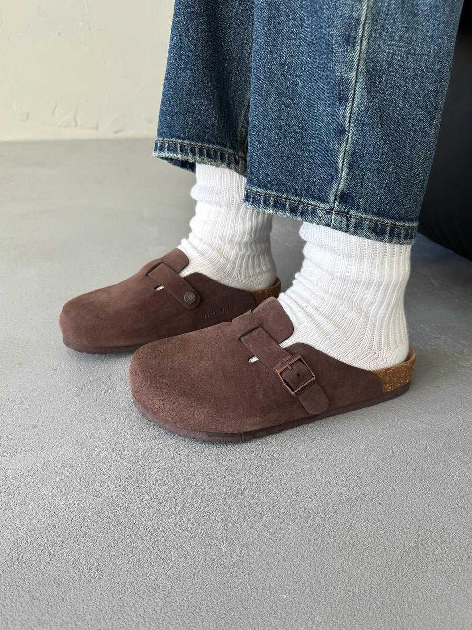 Капці клоги Birkenstock Boston Brown premium