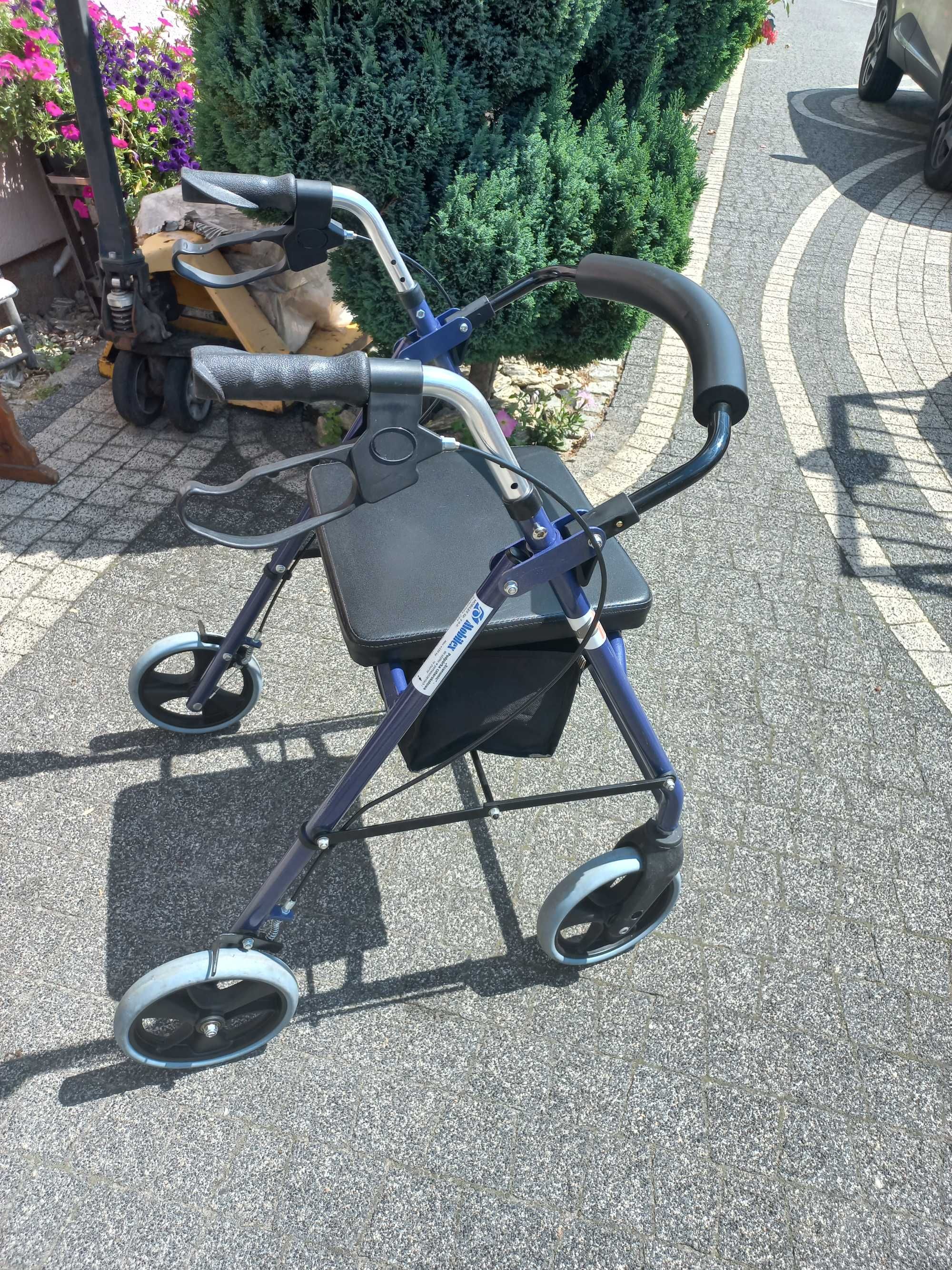 rollator chodzik podpórka z oparciem i torbą aluminiowa lekka