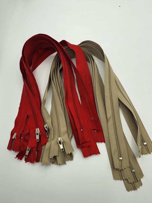 Zamek suwak zestaw 12 szt.-50 cm.beż -bordo