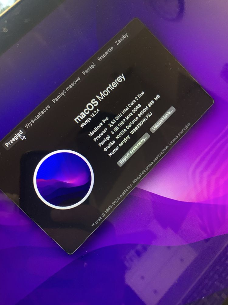 Macbook pro 15 cali  5,4 macOS Montery