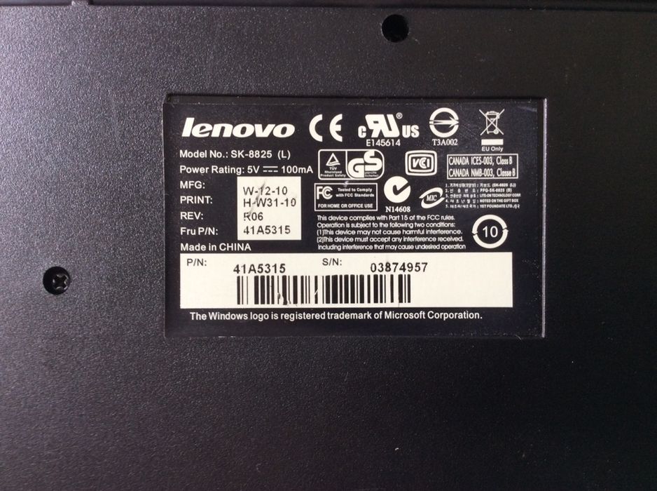Teclado  Lenovo  SK - 8815 L