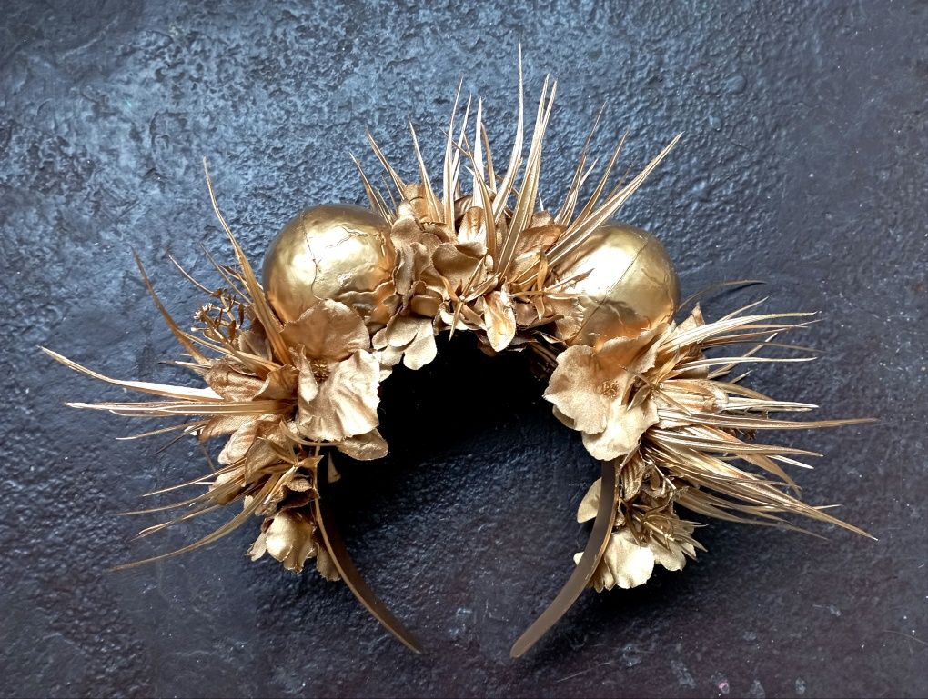 Opaska złota korona diadem tiara halloween czaszki wianek przebranie