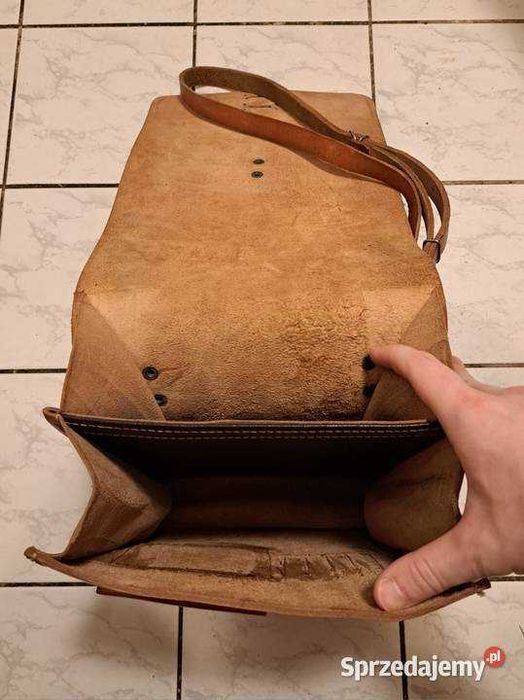 Torba raportówka vintage PRL - 100% skóra