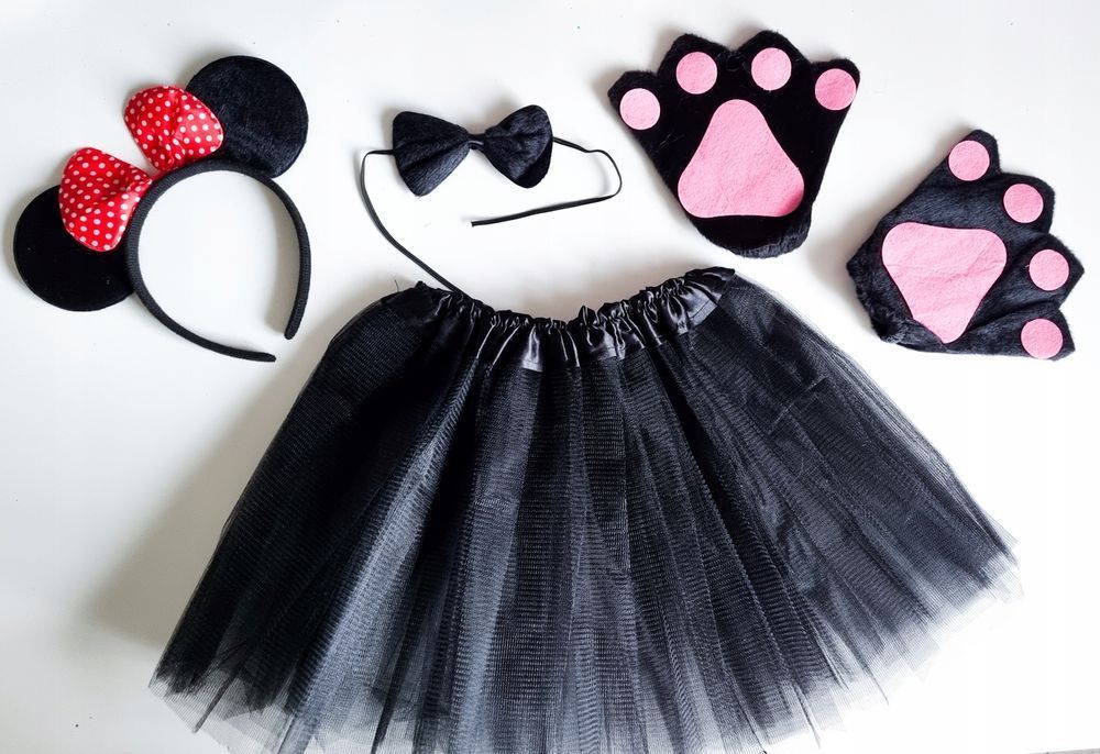 myszka miki minie przebranie strój spódnica opaska 4w1 ogon karnawał