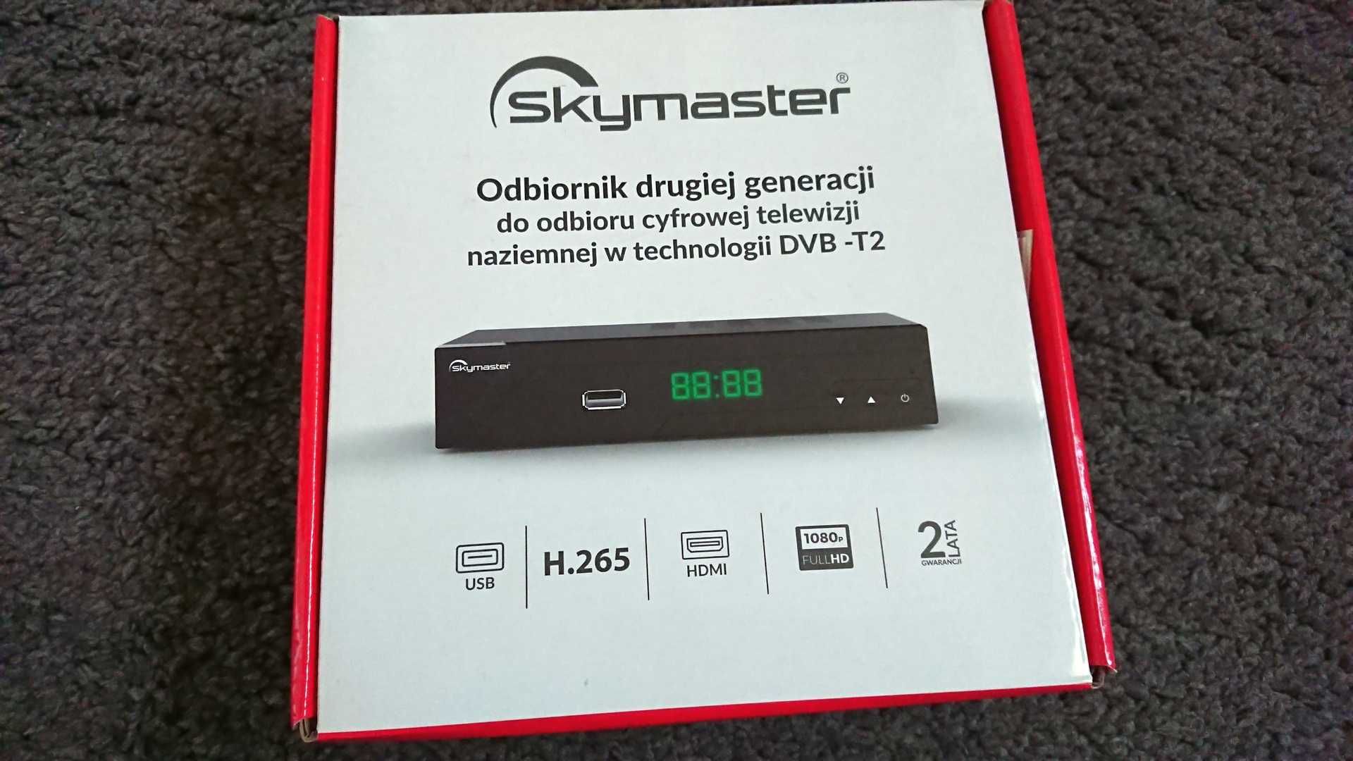 Tuner DVB T2 Skymaster STB M265 - cały zestaw