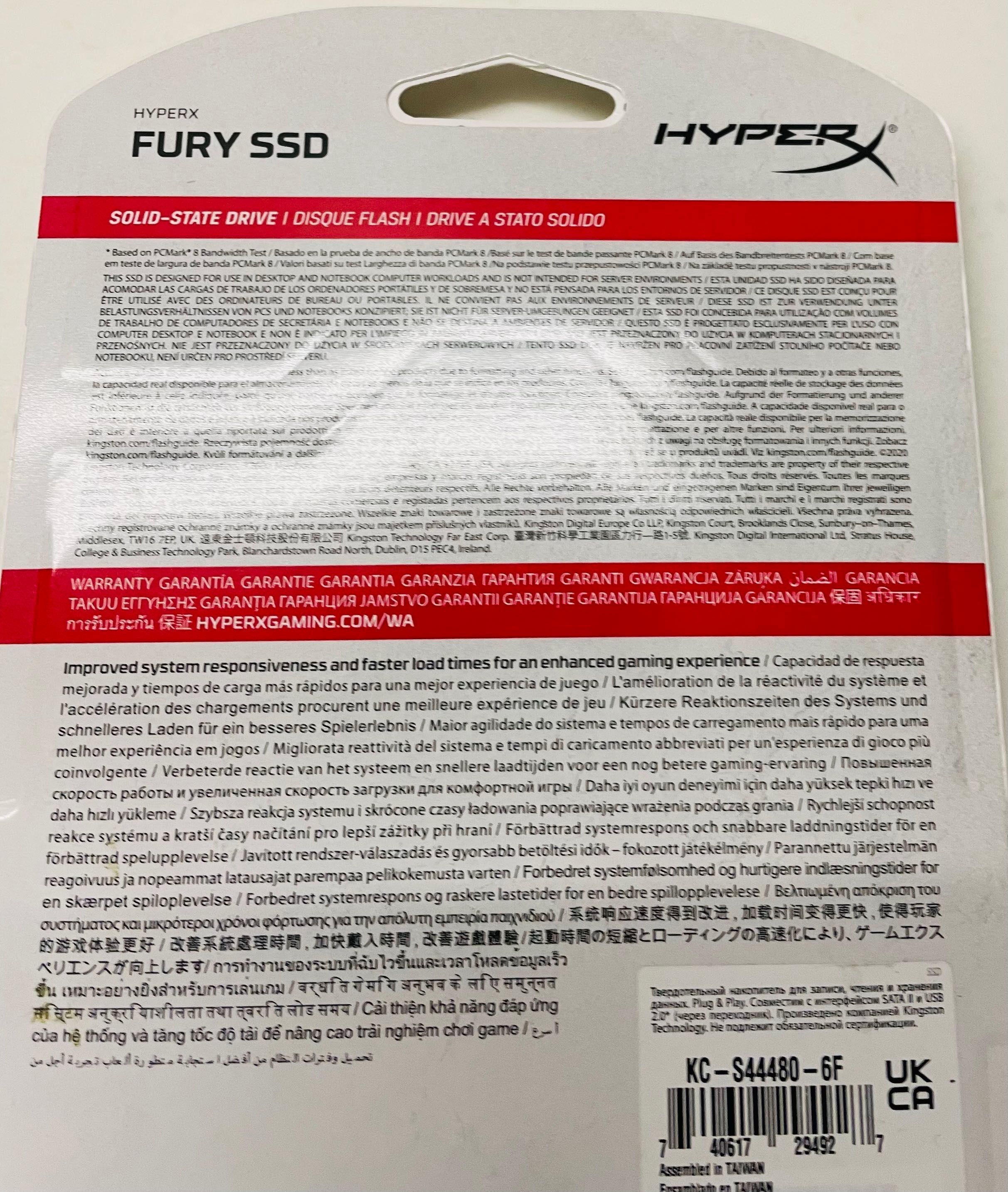 Жесткий диск Kingston SSD HyperX Fury 3D 480GB 2.5" SATAIII 3D TLC