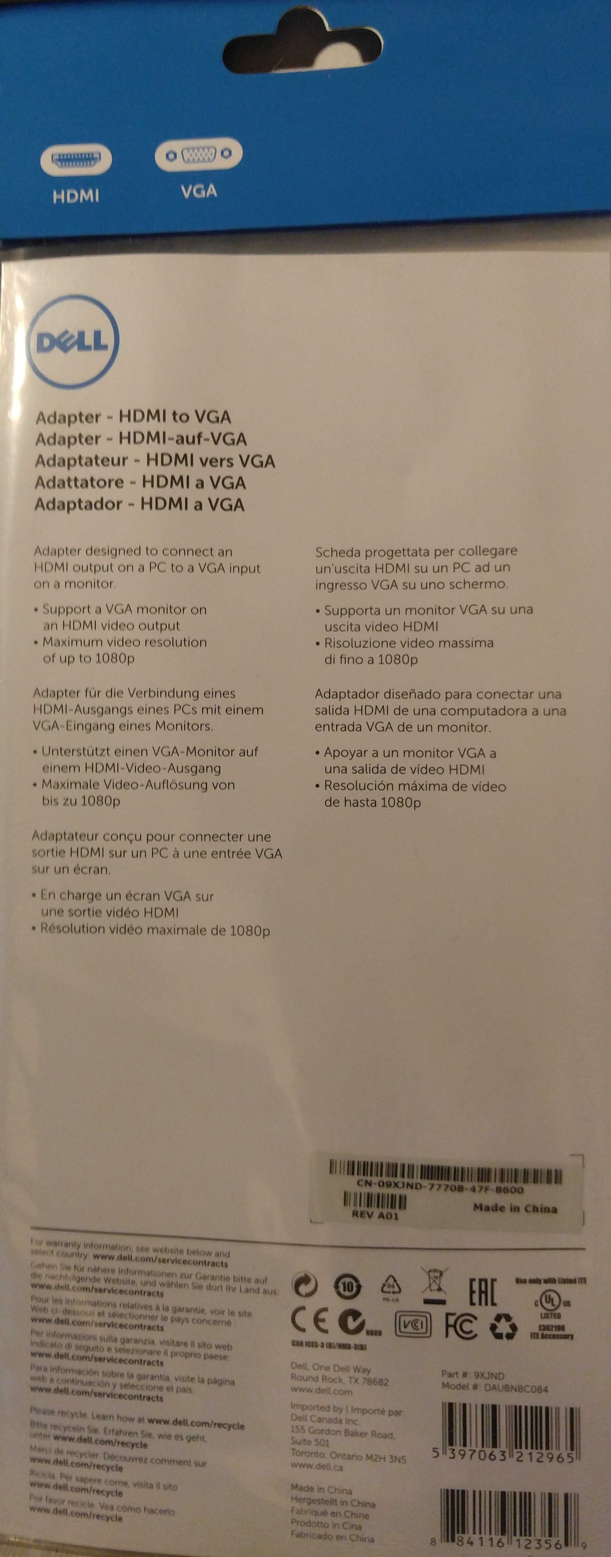 Adaptador Dell HDMI para VGA Dell NOVO