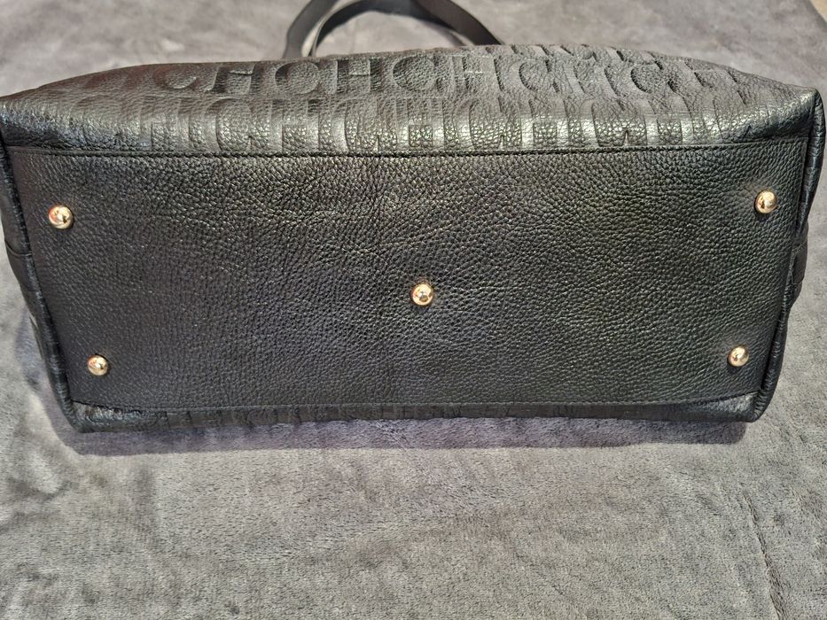 Torba skórzana czarna shopperka