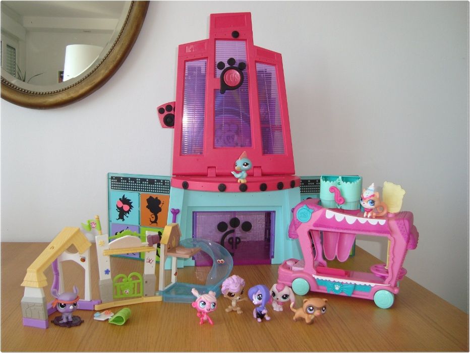 Duży zestaw Littlest Pet Shop Hotel Pawza + lodziarnia + basen i figur