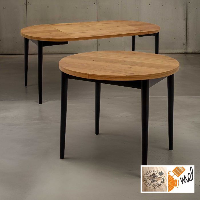Okrągły stół S56 Skandynawski dębowo-czarny  fi 100 do 300 CM