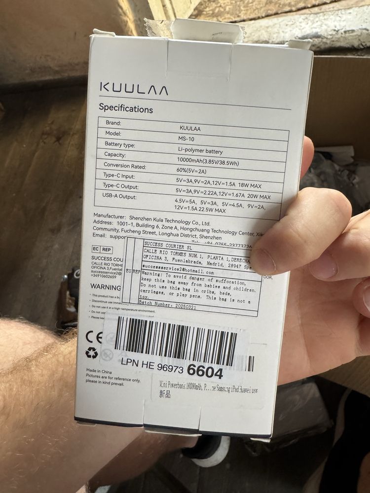 Kuulaa Power Bank 10000 mAh 22,5 W