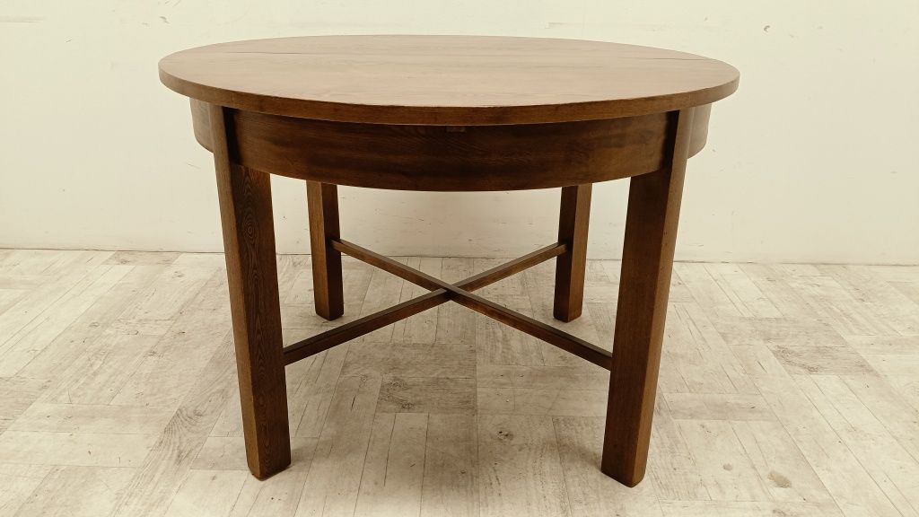 stary stół art deco lata 60-te po renowacji okrągły rozkładany prl