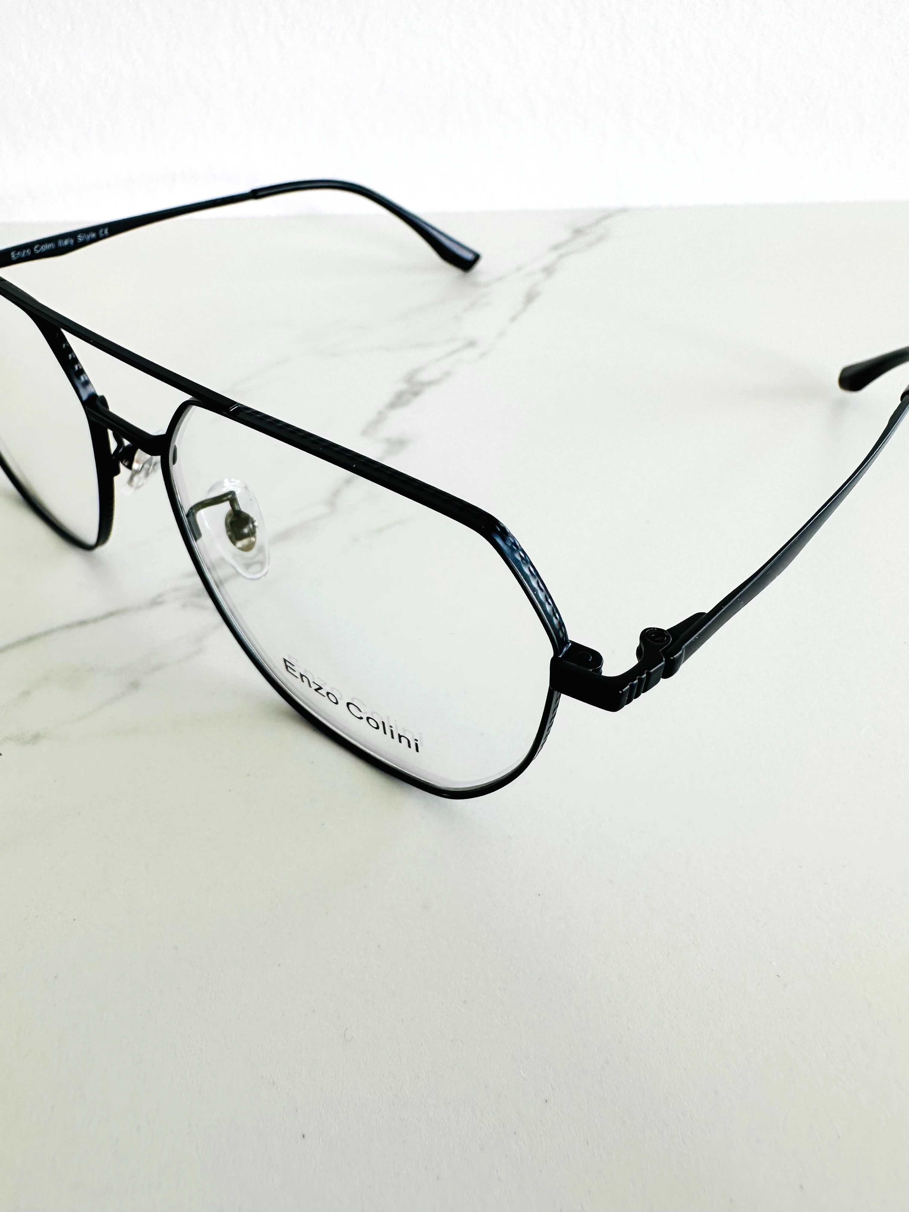 NOWE Okulary oprawki czarne metalowe ENZO COLINI 13002 C8